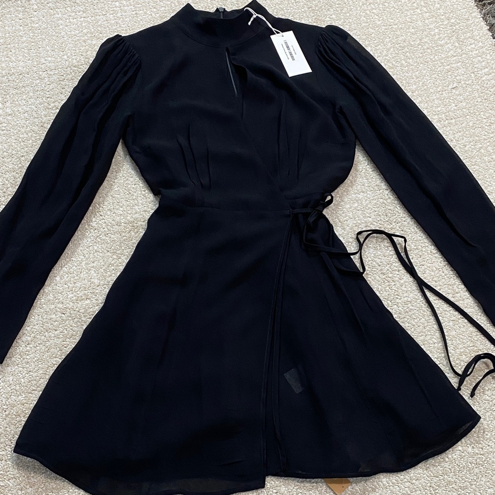 Reformation Black Long Sleeve Dress Size XS 100% Viscose - Picture 14 of 16